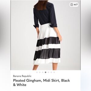 Banana Republic Black and White Striped Midi Skirt